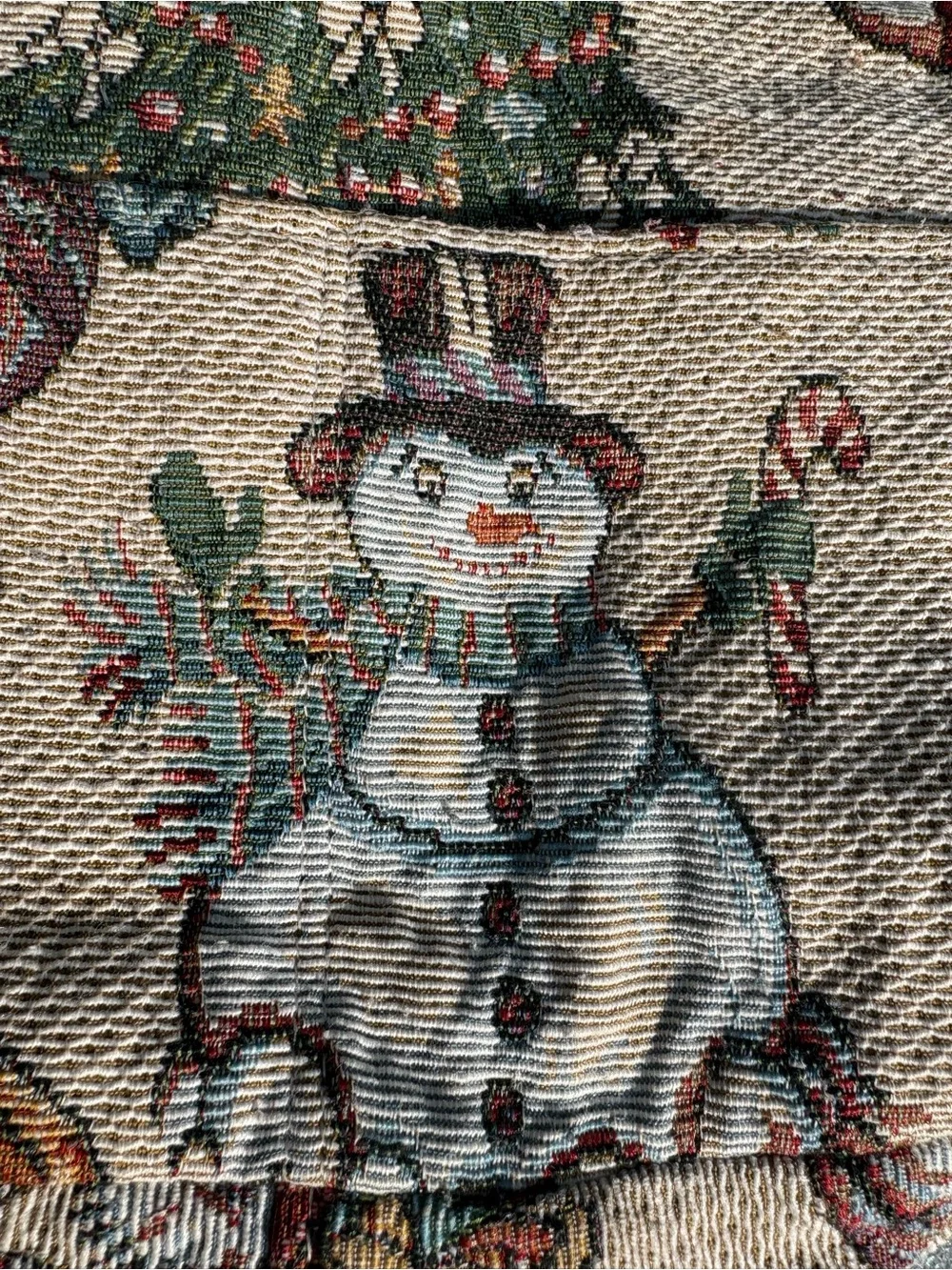 Tapestry Snowman Christmas Hobo Bag 90s Vintage